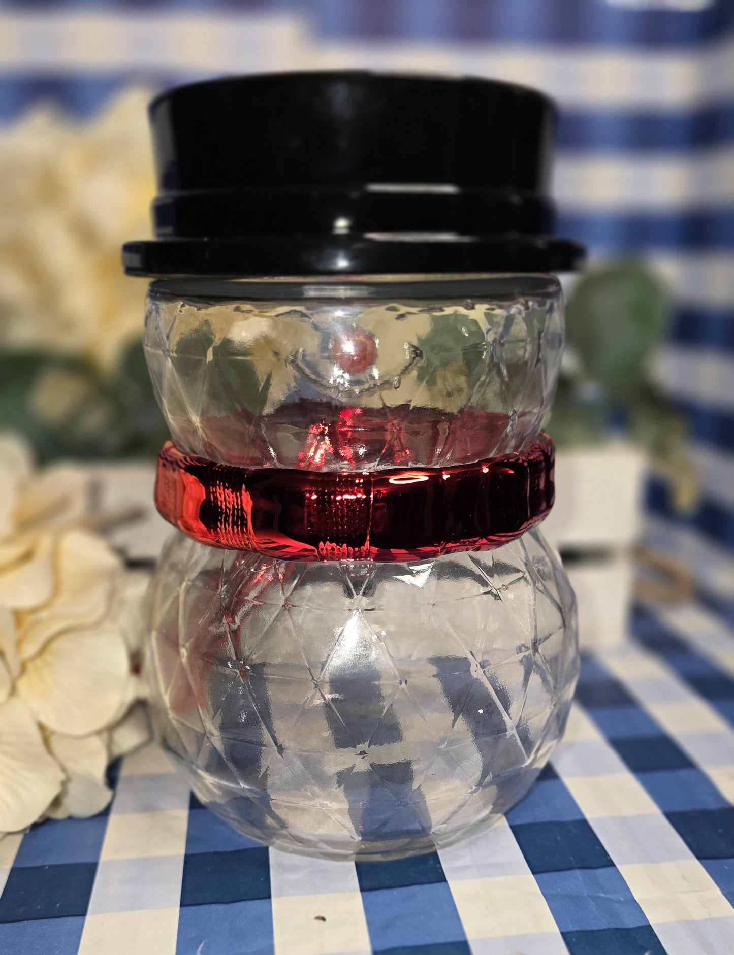 New Bath and Body Works Holiday Snowman Single Wick Glass Candle Holder.