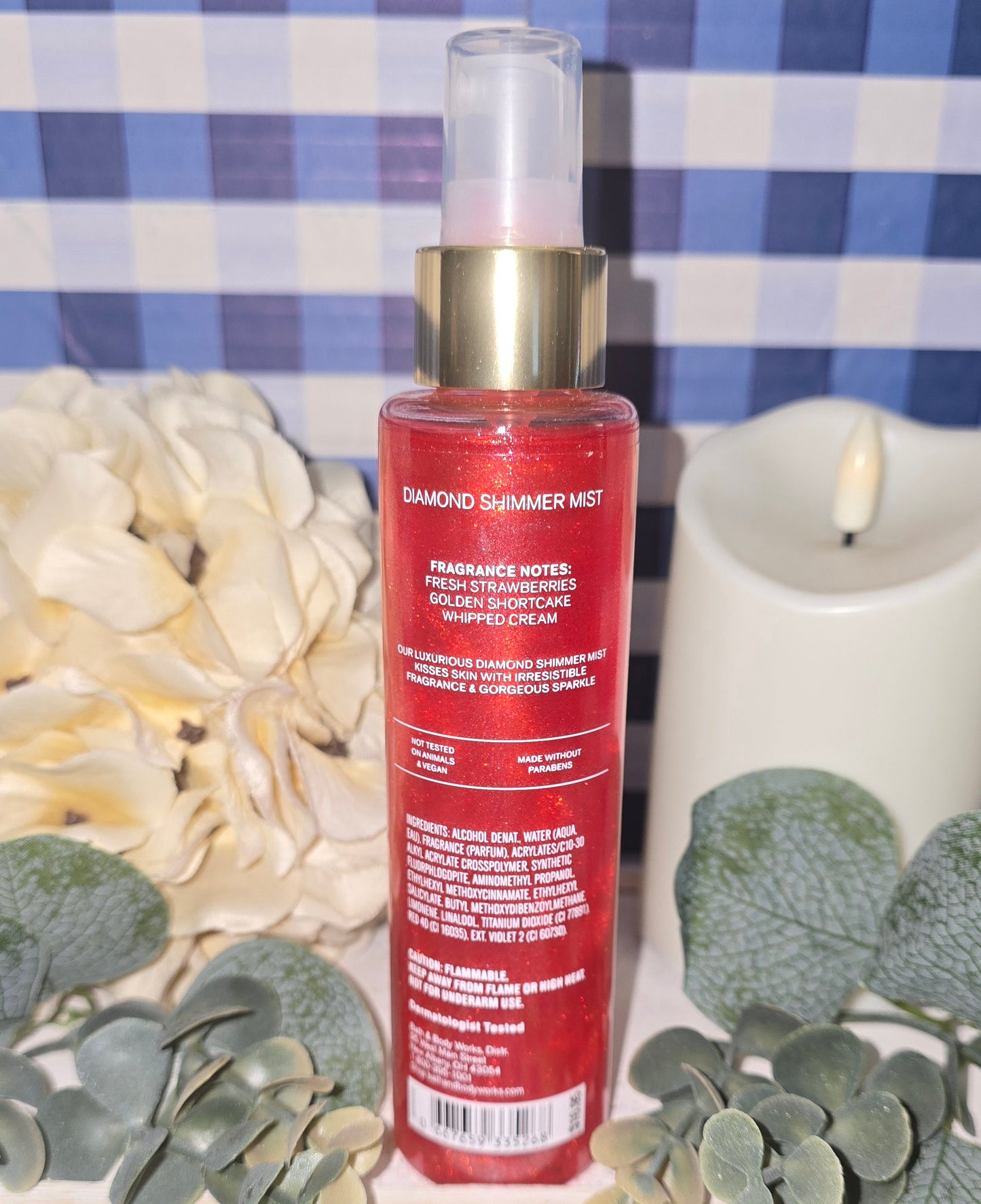Bath & Body Works Strawberry Pound Cake Diamond Shimmer BodyMist Body Spray 4.9 fl oz