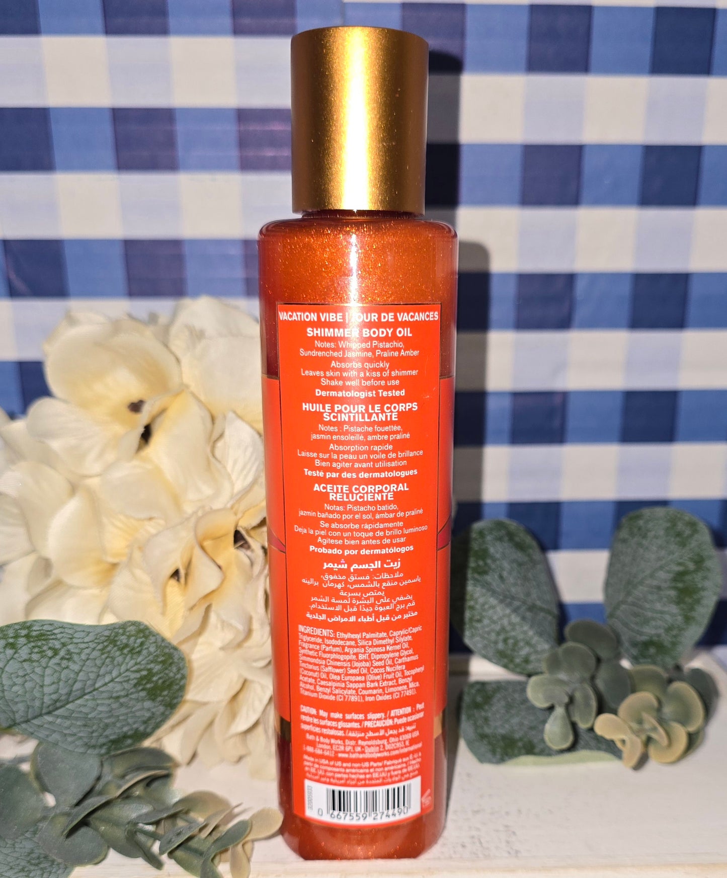 New Bath and Body Works Vacation Vibe Shimmer Body Oil, Whipped Pistachio/Amber