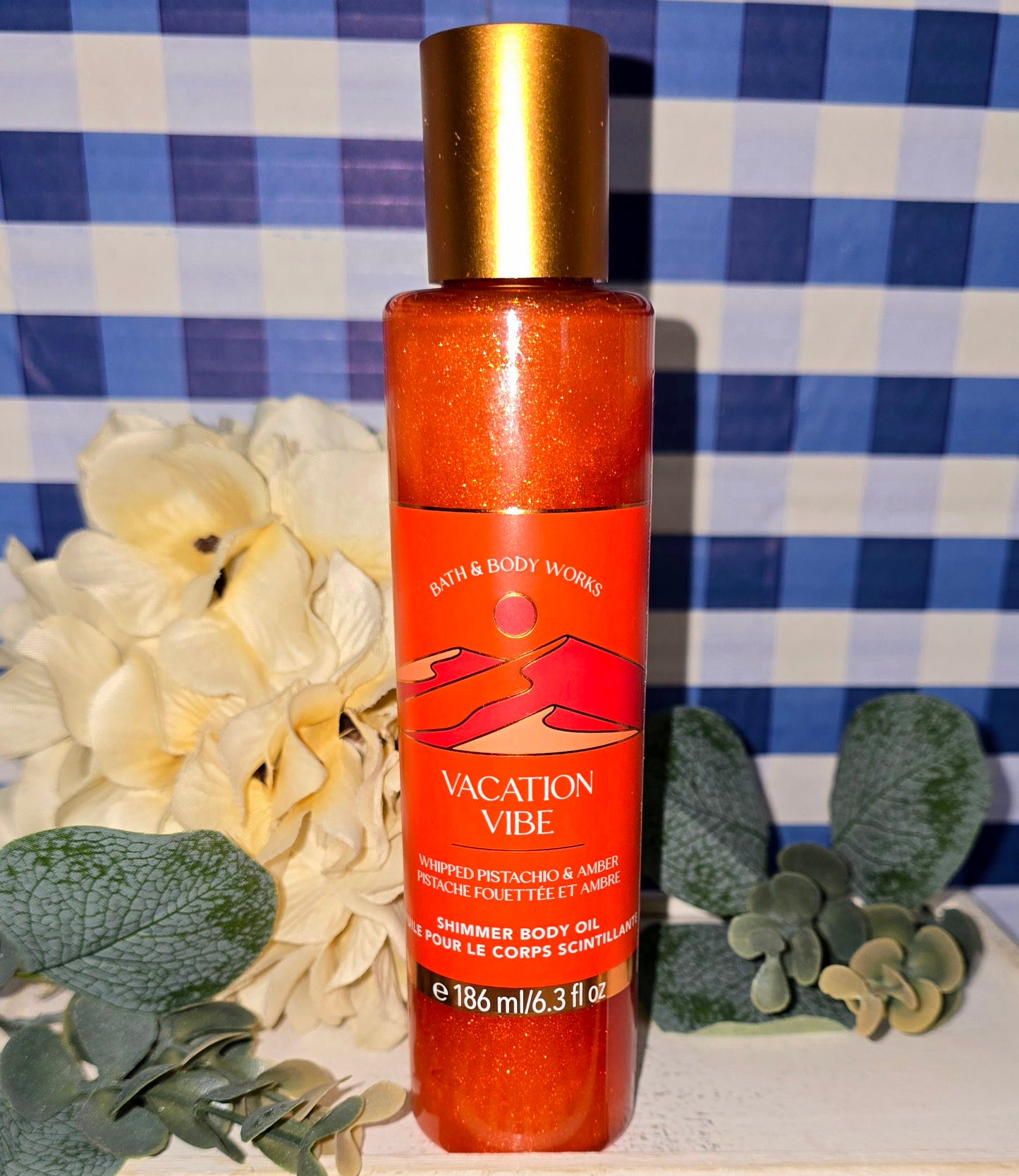 New Bath and Body Works Vacation Vibe Shimmer Body Oil, Whipped Pistachio/Amber