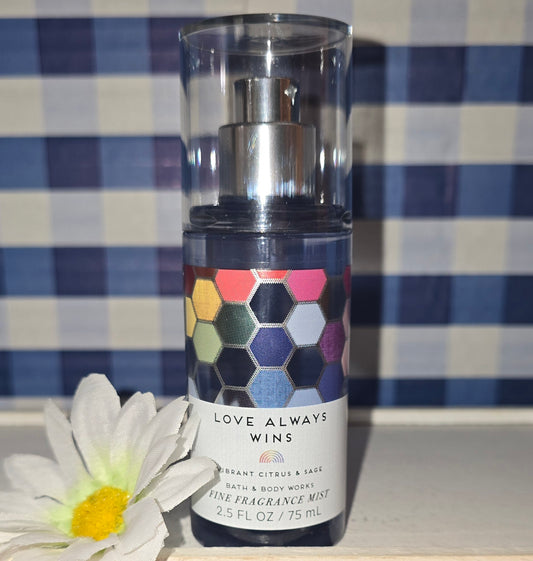 New Bath And Body Works Travel Size Love Always Wins Fine Fragrance Mist 2.5 fl oz