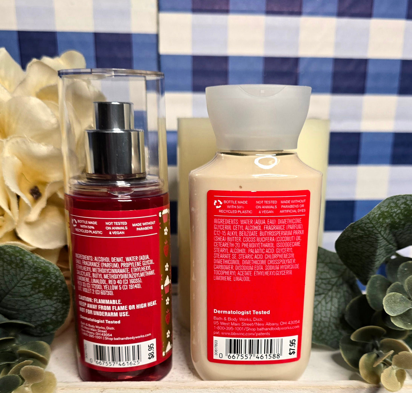 New Bath and Body Works Strawberry Pound Cake 2 Piece Travel Size Gift Set Body Mist and Body Cream