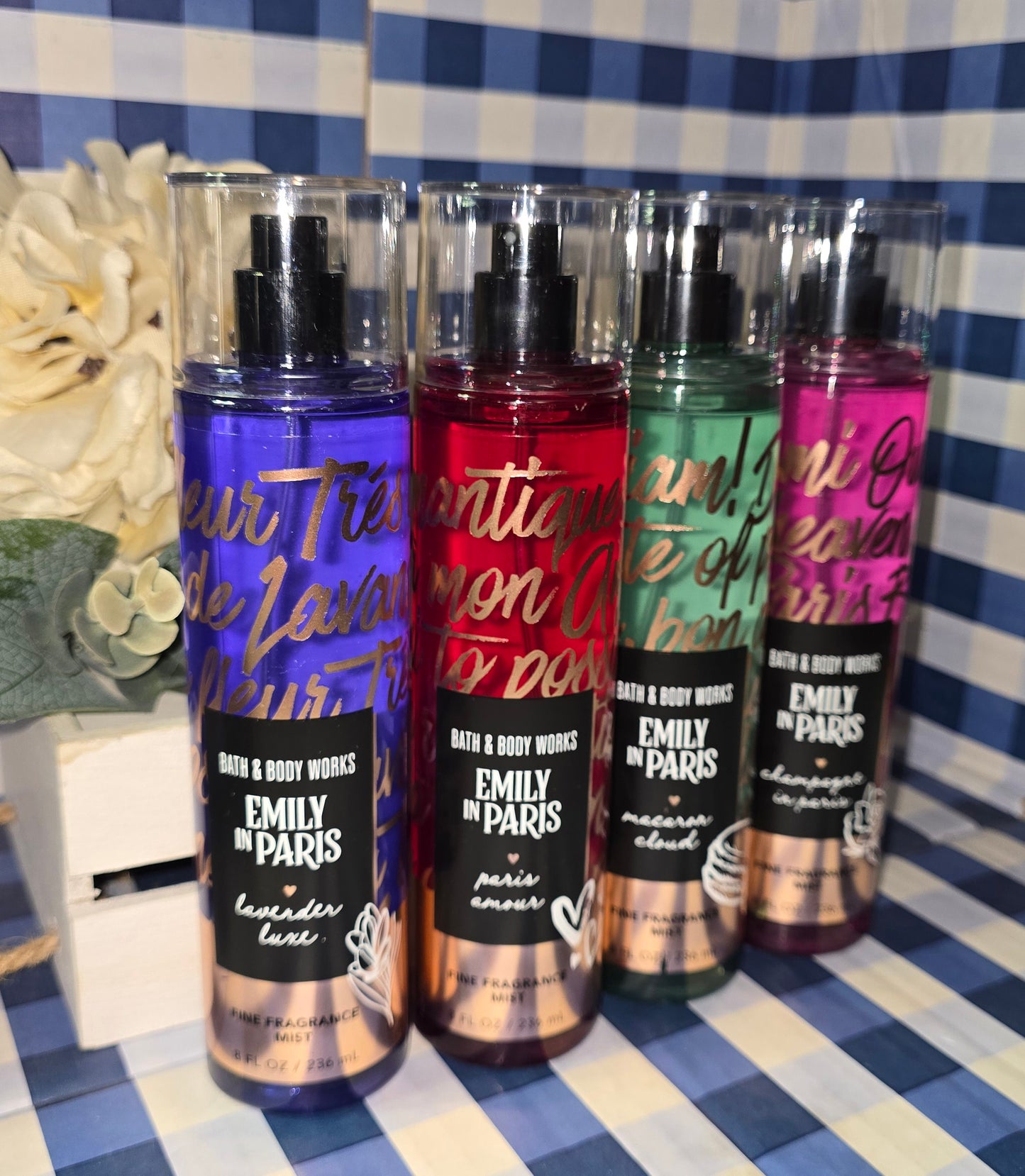 New Bath and Body Work Set of 4 - Emily In Paris Collection Body Spray, Body Mist, Hair Mist, Linen Spray 