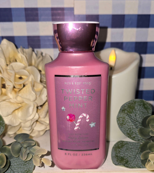 New Bath And Body Works ~Twisted Peppermint~ 24 Hour Moisturizing Daily Nourishing Body Lotion 8 fl oz