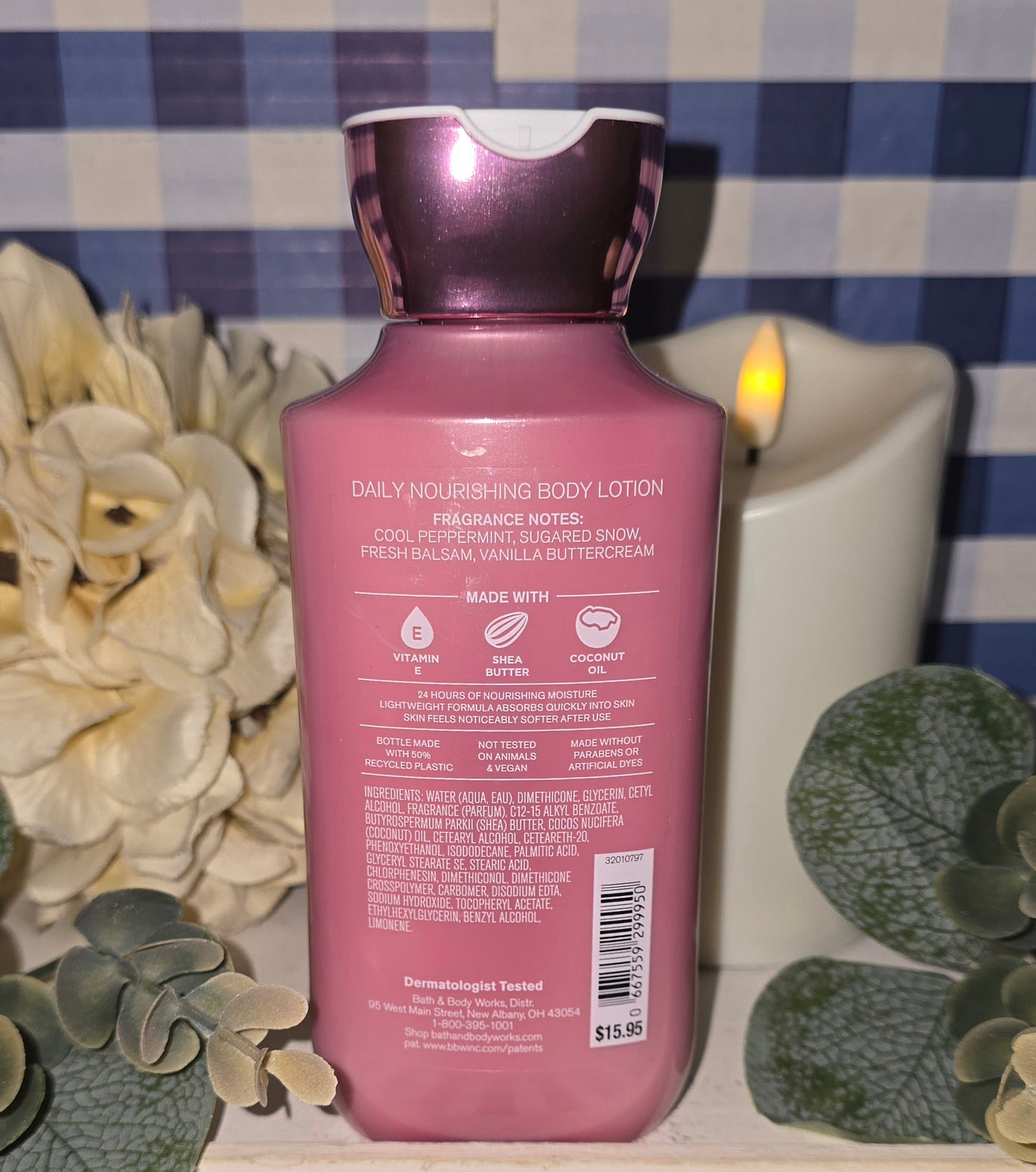 Bath & Body Works Twisted Peppermint Body Lotion - 24 Hour Moisturizing Daily Nourishing  8 fl oz