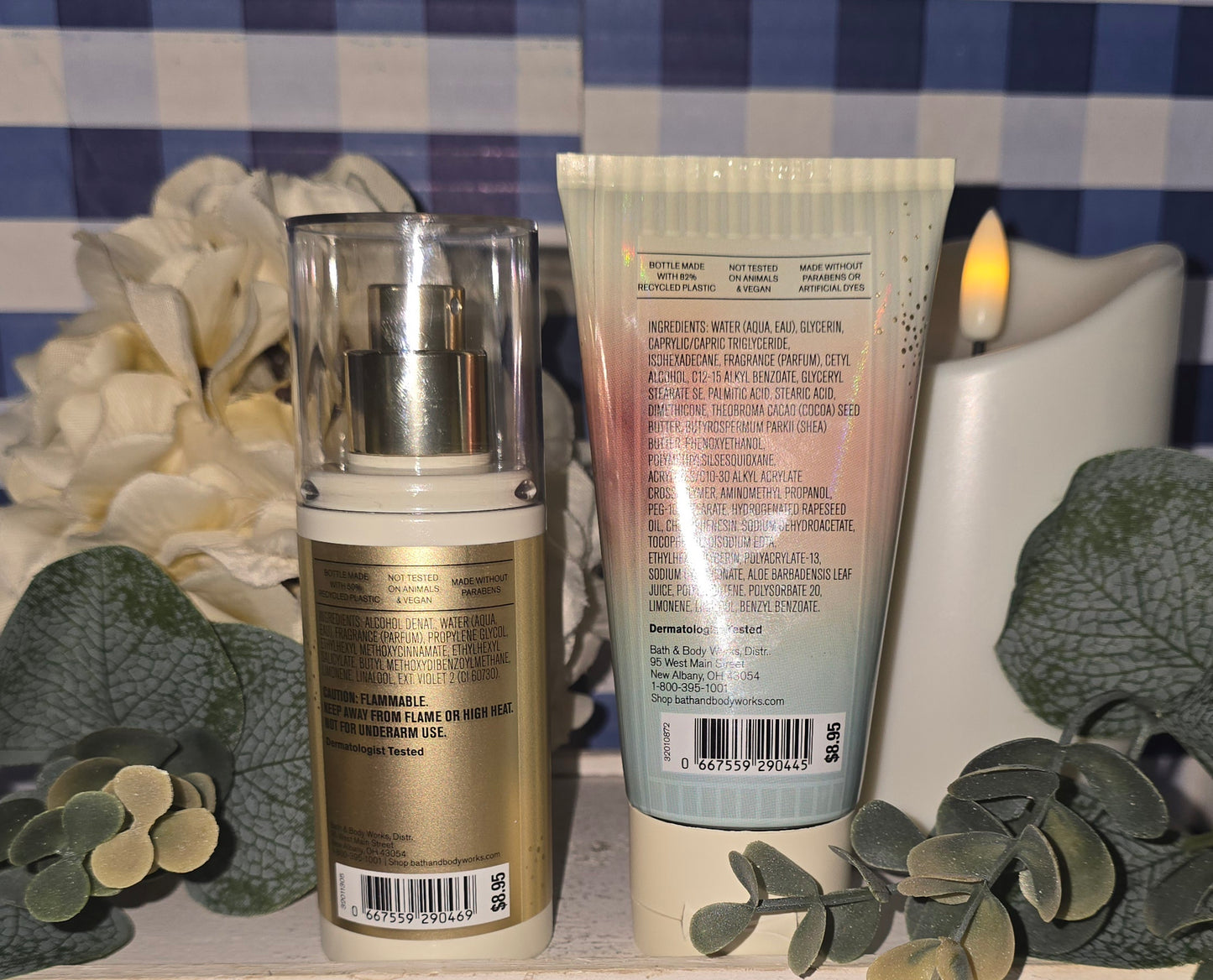 New Bath and Body Works Travel Size 2 Pc Vanilla Romance Body Mist/Body Spray and Body Cream.