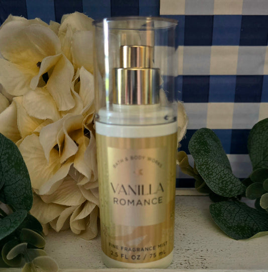New Bath and Body Works Travel Size Vanilla Romance Body Mist, Body Spray, Hair Mist 2.5 fl oz