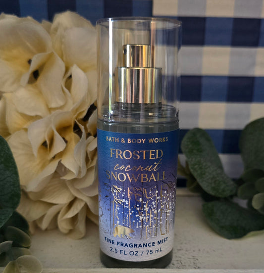 New Bath and Body Works Frosted Coconut Snowball Travel Size Body Mist, Body Spray, Hair Mist