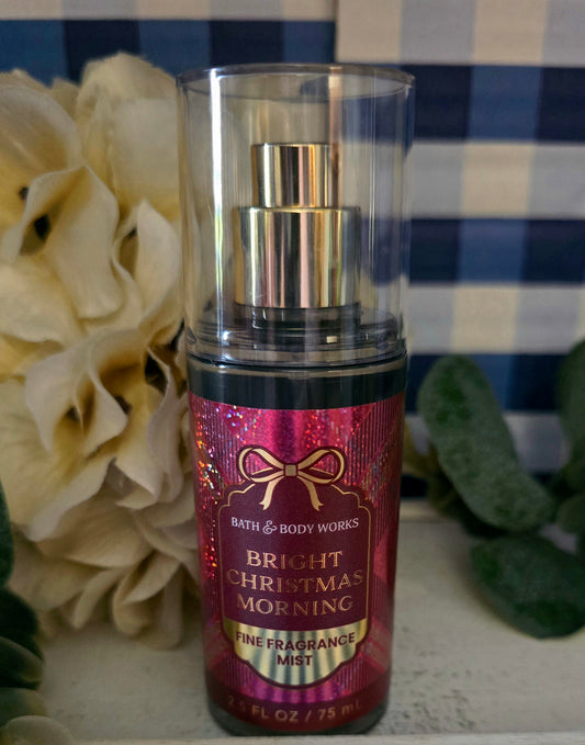 New Bath and Body Works Bright Christmas Morning Travel Size Body Mist, Body Spray, Hair Mist