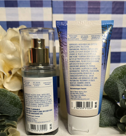 New Bath and Body Works Frosted Coconut Snowball 2 Piece Travel Size Gift Set Body Mist and Body Cream