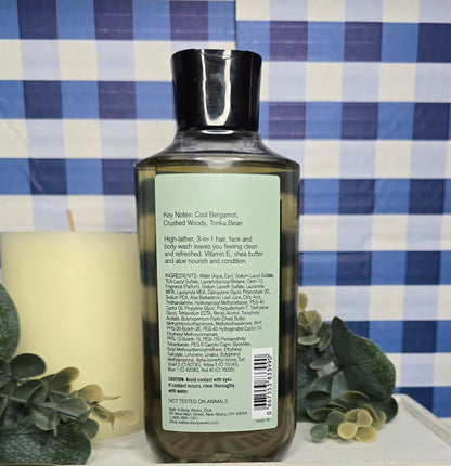 New Bath and Body Works Men's Collection Steel 3-In-1 Hair, Face and Body Wash 10 fl oz.