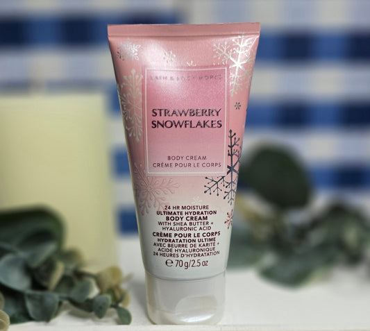 Bath & Body Works Strawberry Snowflakes Body Cream Travel Size Moisturizer 2.5 oz