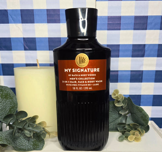 New Bath & Body Works Men's Collection My Signature 3-In-1 Hair, Face and Body Wash 10 fl oz.