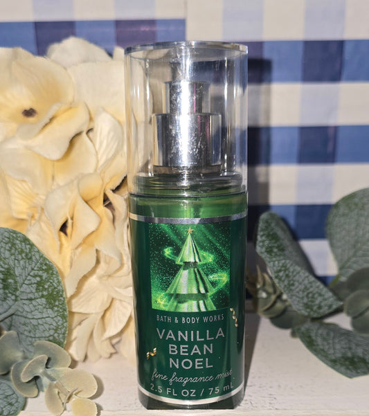 New Bath and Body Works Travel Size Vanilla Bean Noel Body Mist, Body Spray 2.5 fl oz.